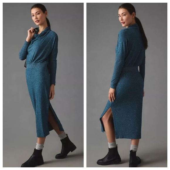 Daily Practice Arabella Drapey MP Medium M Petite Sweater Cowl Neck Dress - Picture 2 of 6